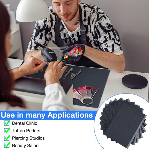 Newwiee 250 Pcs Disposable Nail Table Towels Mat, 13'' x 18'' Patient Bibs 3 Ply Waterproof Tattoo Bibs Nail Towels Paper Tray Covers Clean Pads Tattoo Supplies (Black)