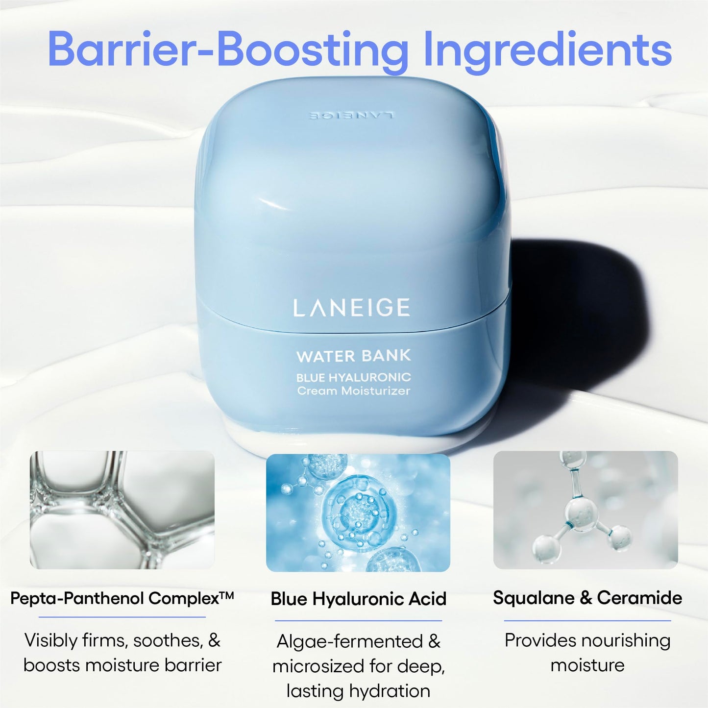 LANEIGE Water Bank Cream Moisturizer & Refill Duo Set: Hydrating Korean Face Cream with Squalane & Ceramide for Skin Barrier Support, Dermatologist-Tested