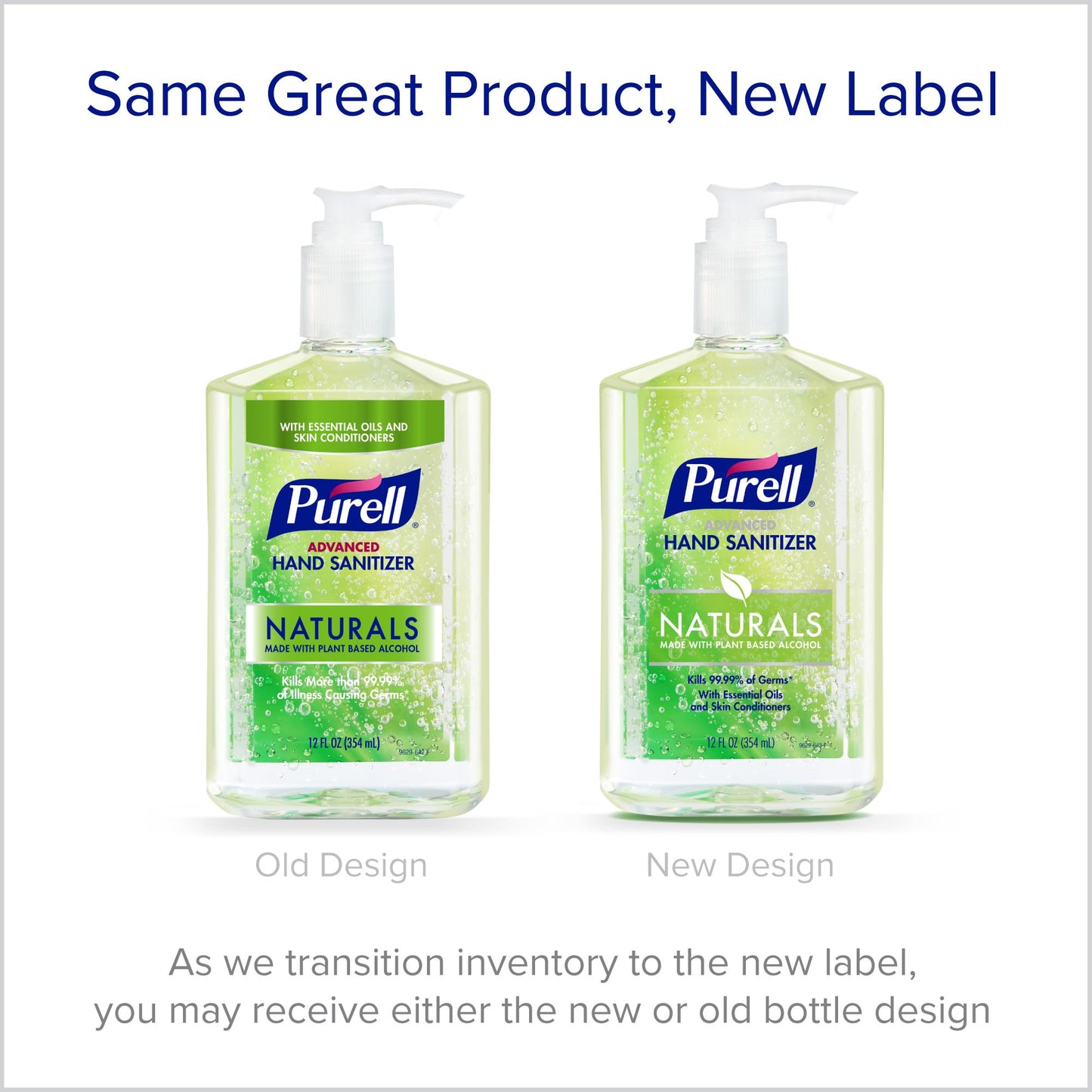 Purell Advanced Hand Sanitizer Naturals with Plant Based Alcohol, Citrus Scent, 12 fl oz Pump Bottle (Pack of 4) - 3623-06-EC2