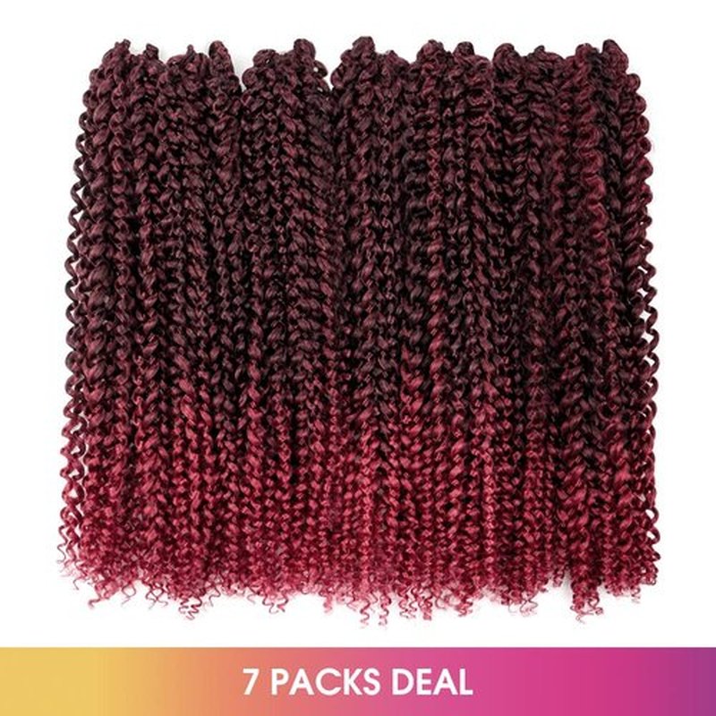Passion Twist Hair - 18 Inch 7packs Ombre Burgundy Water Wave Crochet Braids Synthetic Braiding Hair Extensions (18 Inch 7Packs, T118)…