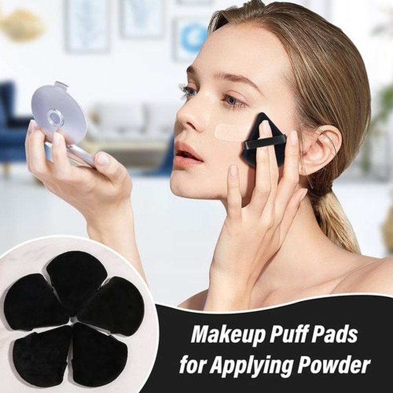 Thrilez 20pcs Triangle Powder Puff, Loose Powder Puffs Makeup Puff for Face Powder, Setting Powder Puff for Make Up, Face Puff Pads for Press Powder, Sponge Powder Applicator for Face and Eye (Black)