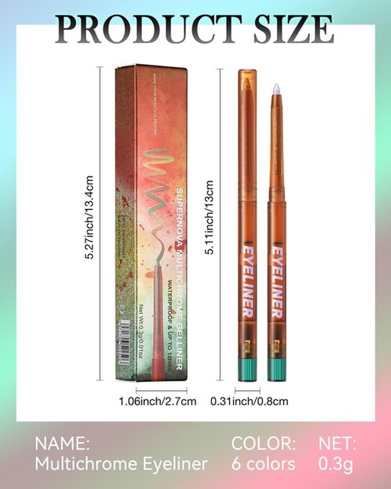 Metallic Multichrome Eyeliner Gel Pencil, Shimmer Glitter White Eye Liner Pencils, Waterproof Smudge-Proof Longwear, Multi-Use Sharpenable Colored Eyeliner Eyeshadow Makeup Pen, Delineador De Ojos-06
