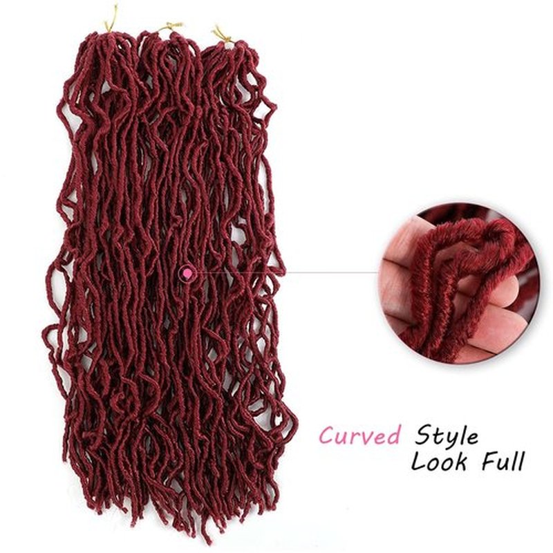 18Inch Soft Locs Crochet Hair 6Packs Faux Locs Crochet Hair Pre Looped Burgundy Color Synthetic Hair Extension for Women (18Inch, BUG#)