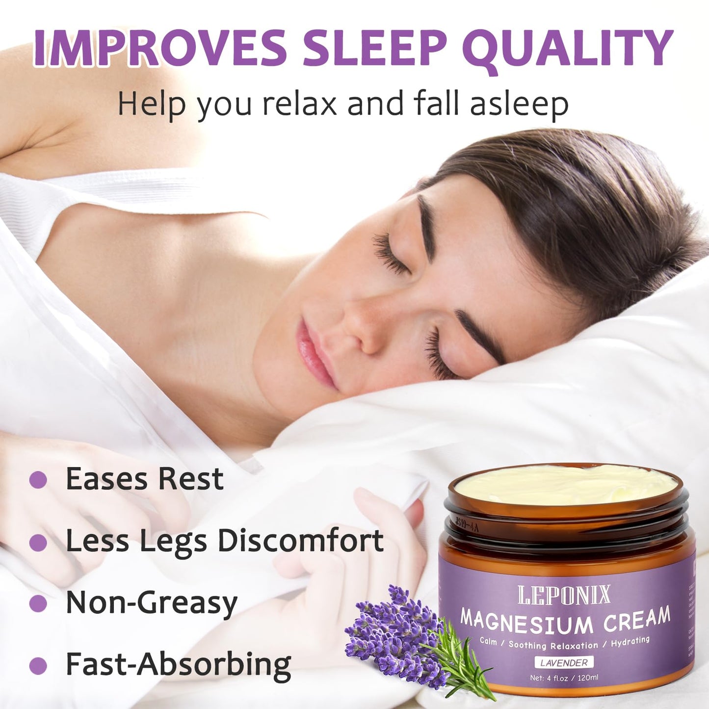 Magnesium Cream for Sleep & Muscle Recovery - Soothing Topical Magnesium Lotion for Leg Cramps, Joint Comfort, Pain Relief - Relaxing Magnesium Body Butter for Men Women Kids (120ml, Unscented)
