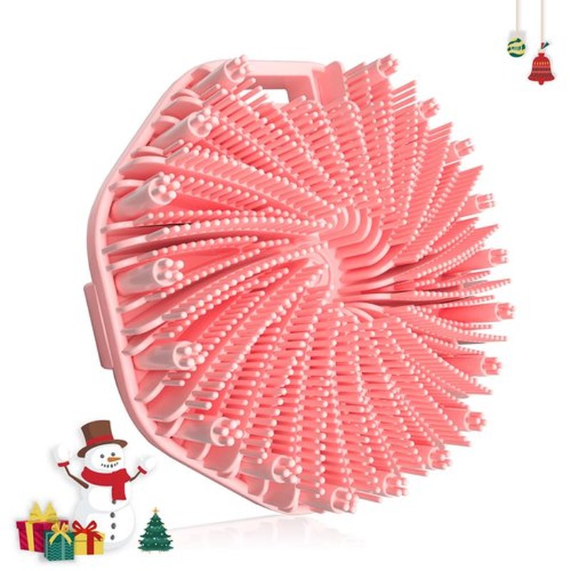 Silicone Body Scrubber, Exfoliating Body Wash Scrubbers Exfoliator, Shower Body Brush for Effective Showering Exfoliation and Gentle Massage (Pink)