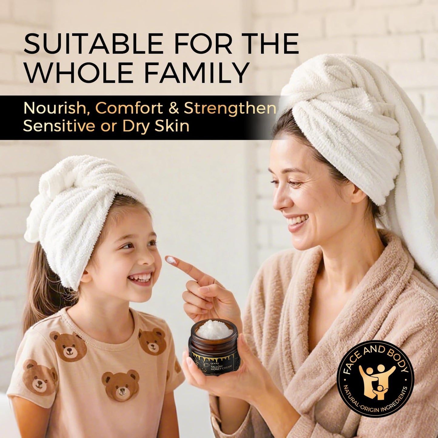 QOOQ 100% Grass Fed Beef Tallow for Skin with Raw Honey & Beach Rose Oil - for Sensitive & Eczema Skin - Natural Face/Body Butter + Lip Balm, Coffee, 1.3 oz