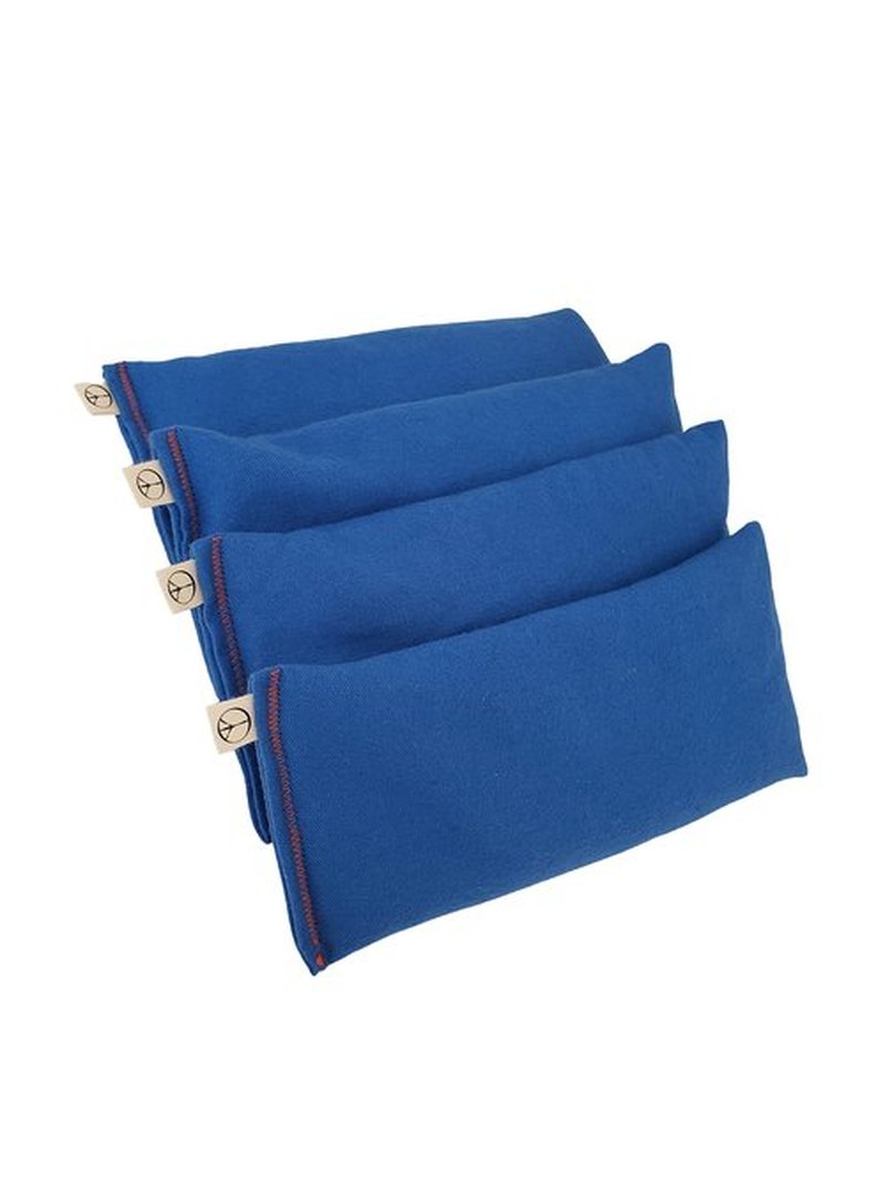 Peacegoods Pack of (4) Unscented Organic Flax Seed Eye Pillows 8.5 x 4 Soft Cotton Flannel - Soothing & Relaxing - Yoga Massage Sleep Meditation - Periwinkle Blue