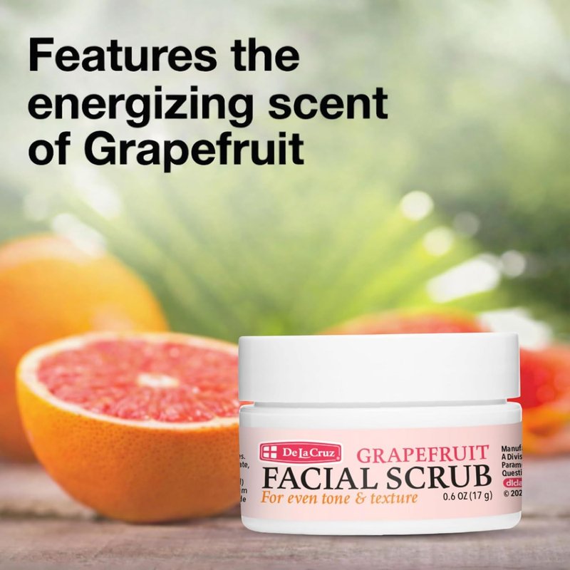 Grapefruit Facial Scrub - Exfoliating Face Scrub with Vitamin E, Papaya & Aloe Vera | 0.6 Ounce Trial Size