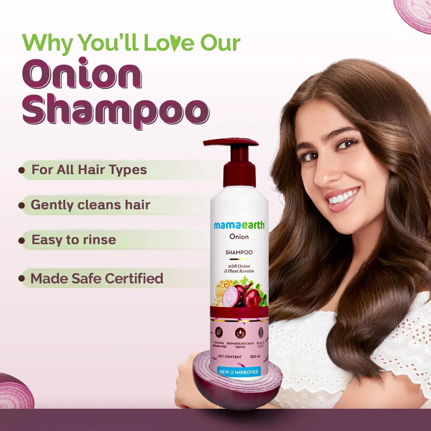 MAMAEARTH Onion Shampoo With Onion & Plant Keratin 8.45 fl oz (250ml)