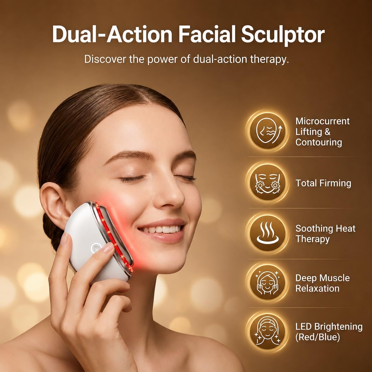 MEHYA Advanced Facial Massager – Professional Electric Gua Sha & Face Sculpting Tool with Heat, Vibration & Micro-Current for Face & Neck Lifting, Firming, Depuffing and Lymphatic Drainage, White