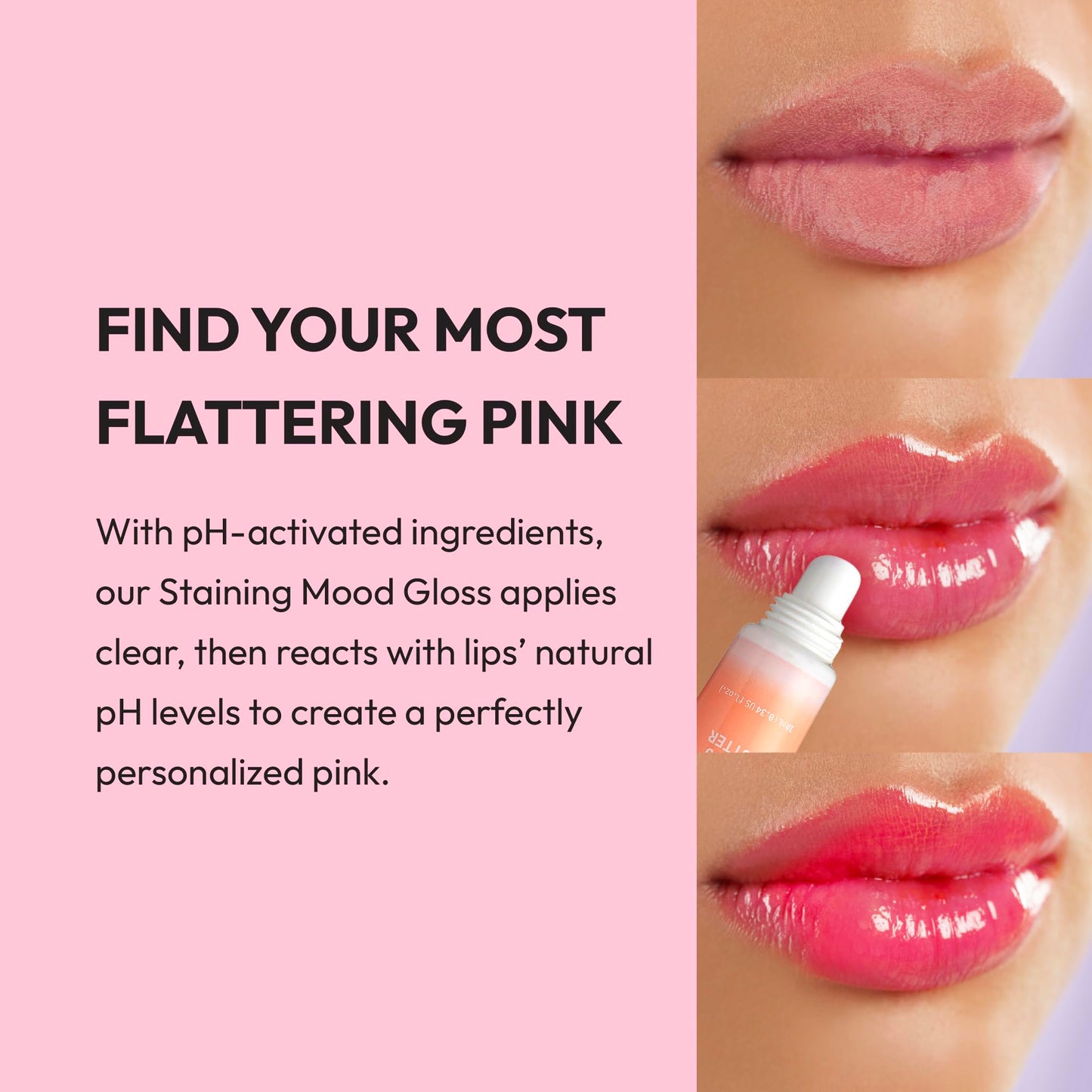 Ruby Kisses pH Color-Changing Pink Lip Gloss, Hydrating High-Shine Finish