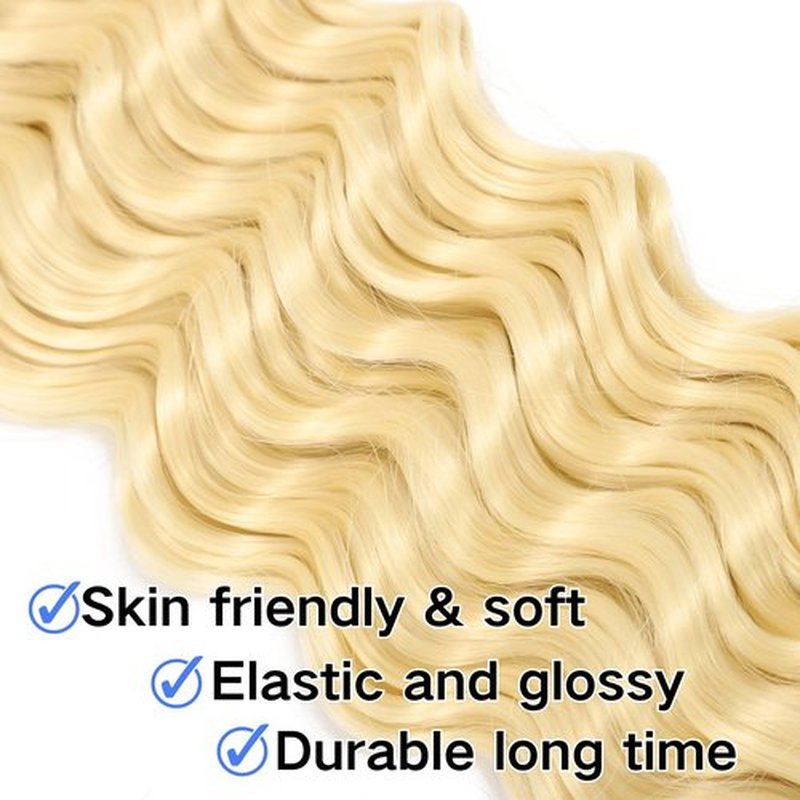 Deep Wave Bulk hair 20Inch No Weft Deep Wave Bulk Hair for Braiding Wet and Wave Quality Synthetic Braiding Hair Extensions for Boho Braids Micro Braiding (3Pack 300g 613#)