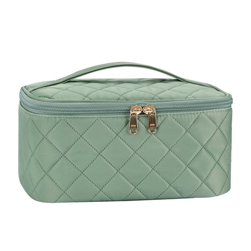 OCHEAL Makeup Bag, Portable Cosmetic Bag, Large Capacity Travel Makeup Case Organizer, Pink Makeup Bags For Women Toiletry Bag for Girls Traveling With Handle and Divider-Green