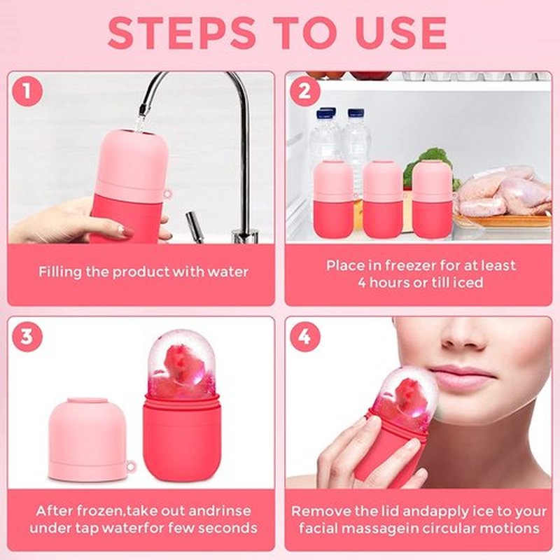 2PCS Ice Roller Mold For Face,Eyes & Neck,Enhance Your Natural Glow,Brighten Your Skin,Reduce Acne & Fine Lines,Shrink Pores,Lubricate Skin,Reusable Facial Treatment,Tightens & Tones Skin,De-Puff Eye