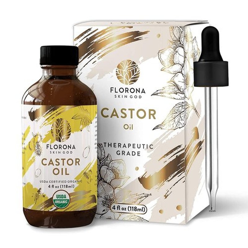 FLORONA Castor Oil 4 fl oz for Hair, Lashes & Brows 100% Pure & Cold-Pressed USDA Certified Organic to Strengthen, Moisturize & Condition