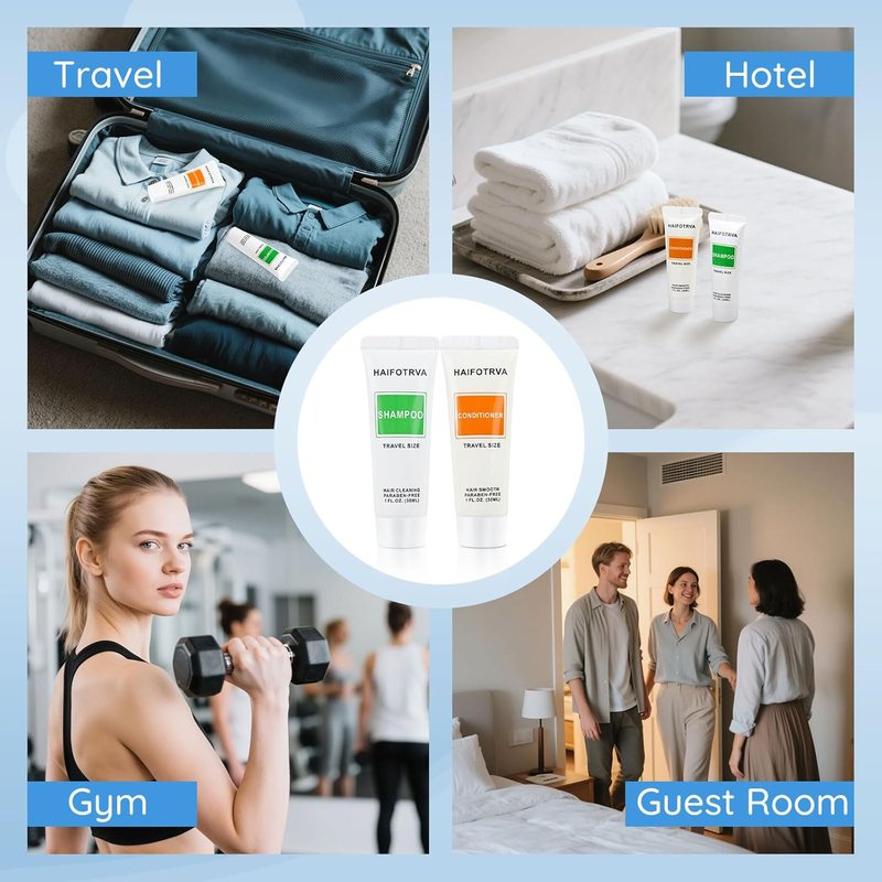 Travel Size Shampoo and Conditioner Set - Individually Wrapped 30ml | Portable Hotel Toiletries for Guests, Travel, Charity