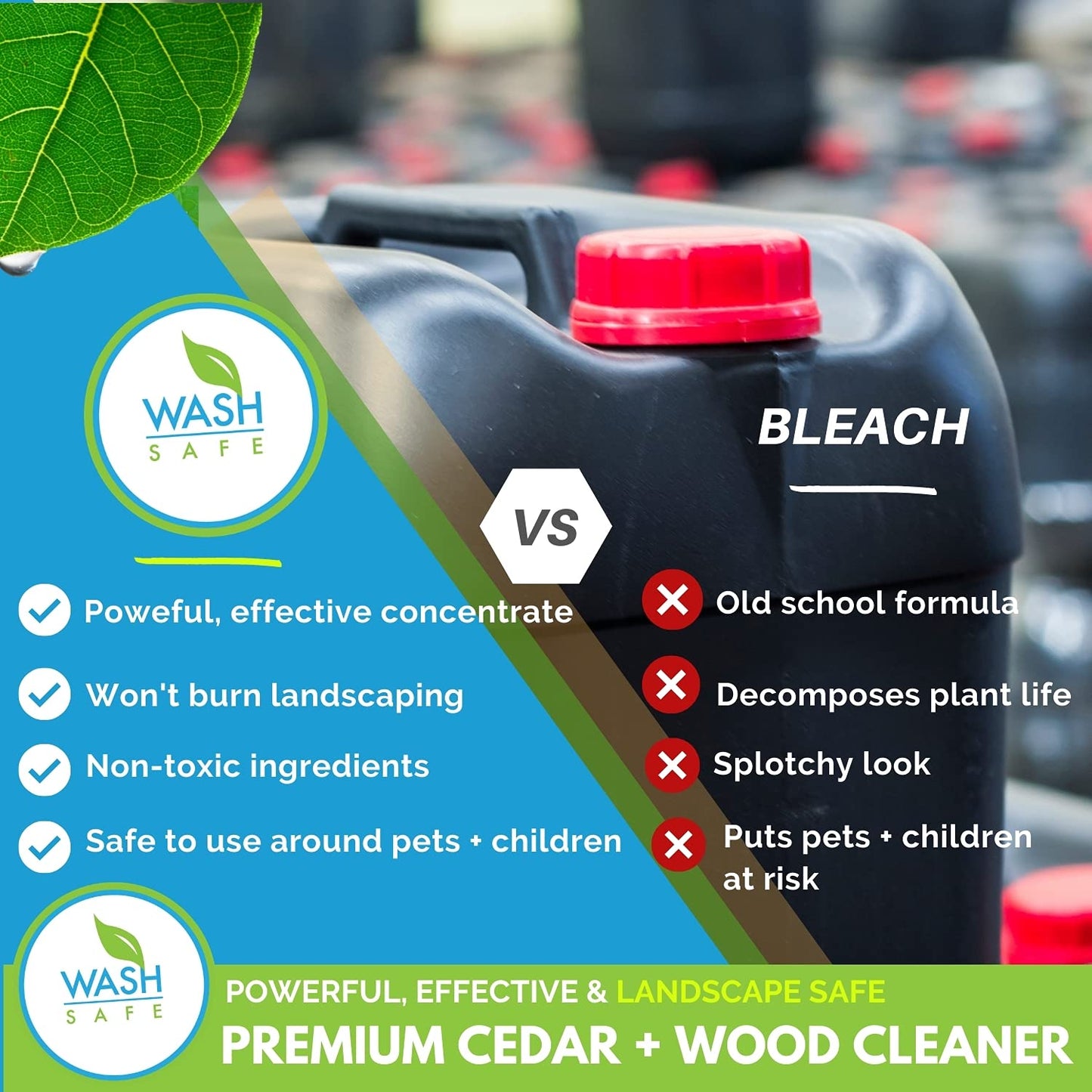 Wash Safe Industries CEDAR WASH Eco-Safe and Organic Wood Cleaner, 10 lb. Container, Clear (WS-CW-10LB)