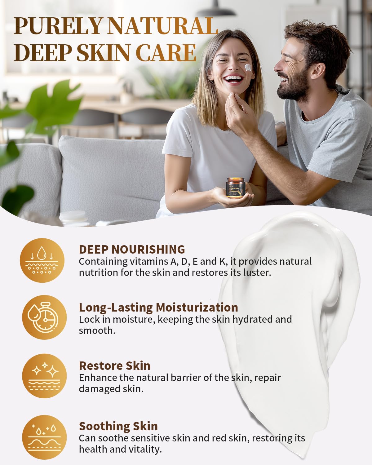 Beef Tallow for Skin 4/OZ Unscented Handmade Whipped Beef Tallow for Face Body & Moisturizer with Organic Grass-Fed Beef Tallow and Honey Balm Natural Formula for Dry Sensitive Skin (Unscented)