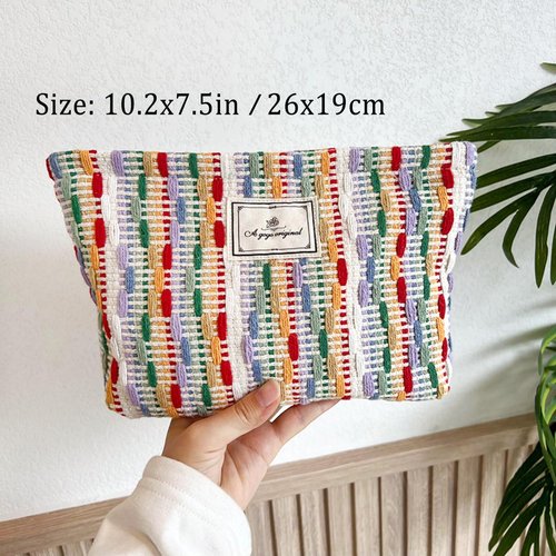 STARDW Aesthetic Makeup Bag for Women Travel Toiletry Bag Large Capacity Makeup Organizer Bag Kawaii Cosmetic Bags Zipper Pouch(Rainbow)
