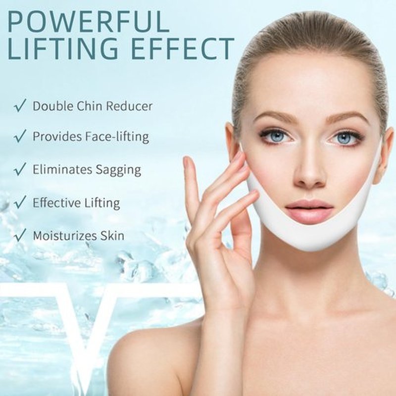 10pcs Chin Strap for Women,Toning Hydrogel Collagen Mask with Hyaluronic Acid & Aloe Vera,white