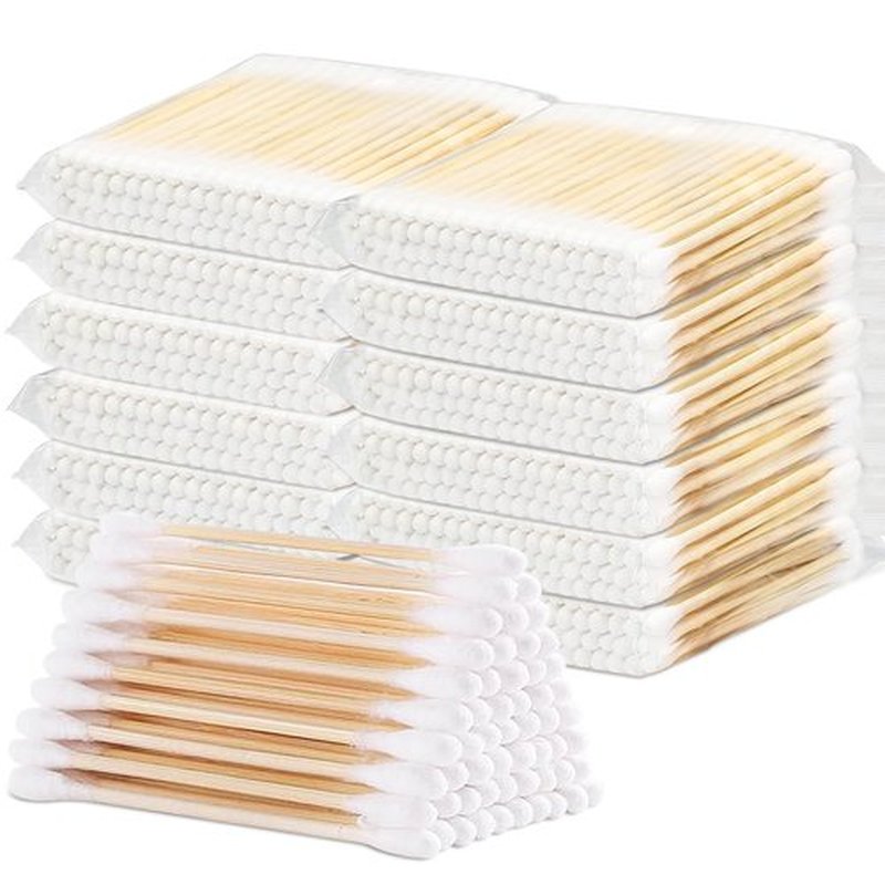Bamboo Cotton Swabs 600 Count 3 Inch Short Double Tipped Cotton Swabs Biodegradable & Eco-friendly Cotton Double Tipped Applicators Natural Ear Sticks ﻿