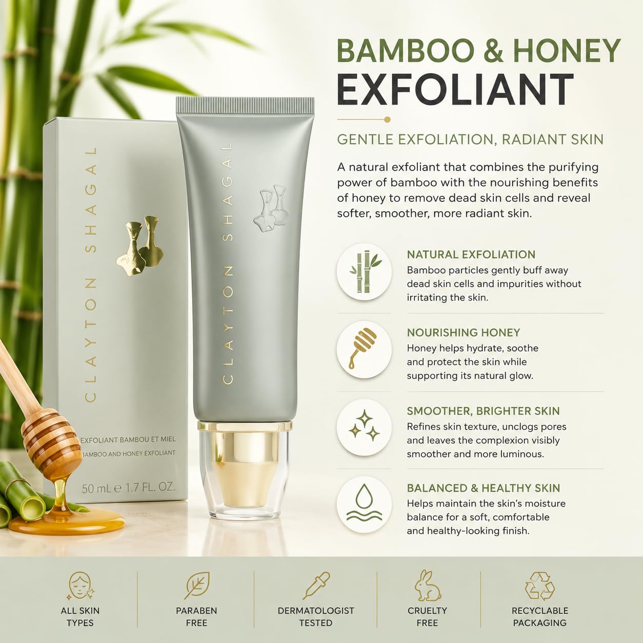 Clayton Shagal Bamboo and Honey Exfoliant 1.7oz