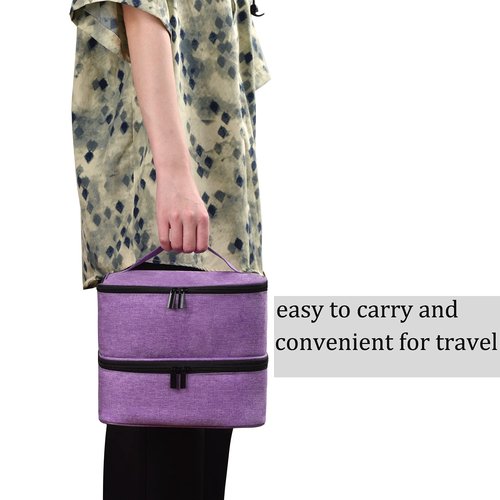 RZMAYIS Nail Polish Carrying Case Bag-Holds 30 Bottles, Double-Layer Nail Polish Storage and Nail Dryer Case(Purple)