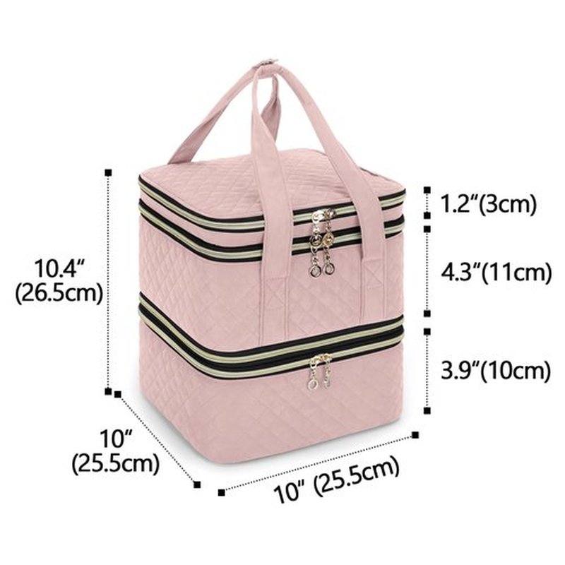 YARWO Nail Polish Organizer Case Holds 72 Bottles (15ml/0.5 fl.oz), Detachable 3 Layers Nail Polish Storage Bag with Removable dividers for Nail Lamp and Nail Art Manicure Tools, Dusty Rose (Bag Only)