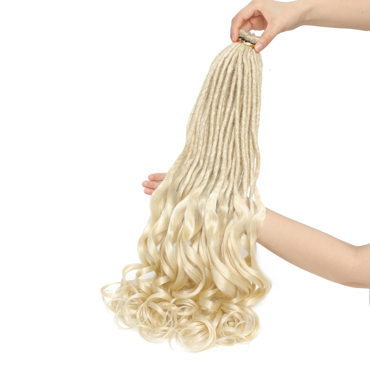 Aguacor Loose Wave Dreadlocks Synthetic French Curly Single Ended Dreadlock Extensions 24inches 10 Strands Thin Soft Spanish Curly SE Dreadlock Extensions for Women (10 Strands, 613#)