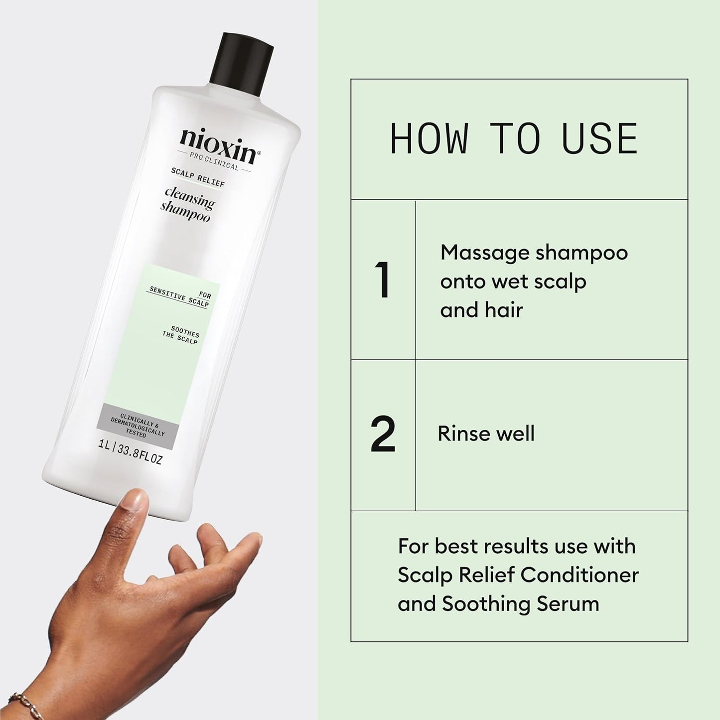 Nioxin Scalp Relief Cleansing Shampoo | Soothes, Hydrates, & Thickens Hair | For Sensitive, Dry, & Itchy Scalp | Made with Aloe Vera & Vitamin E