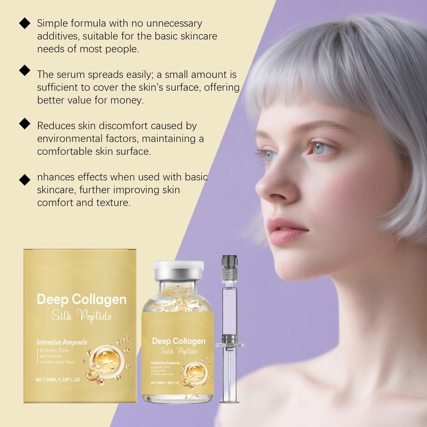 Silk Peptide Intensive Lifting Ampoule | Deeply Hydrates, Firms & Lifts, Revitalizing Facial Essence, Visibly Smoothes Fine Lines, Boosts Elasticity | Gift Set for Women, 50ml/1 Ampoule (2 Pcs)