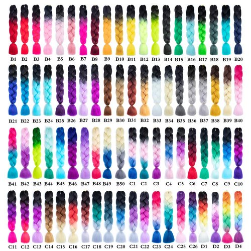 SHUOHAN 6 Packs Ombre Jumbo Braiding Hair Extensions 24 Inch High Temperature Synthetic Fiber Hair Extensions for Box Braids Braiding Hair (Black to Deep Brown)