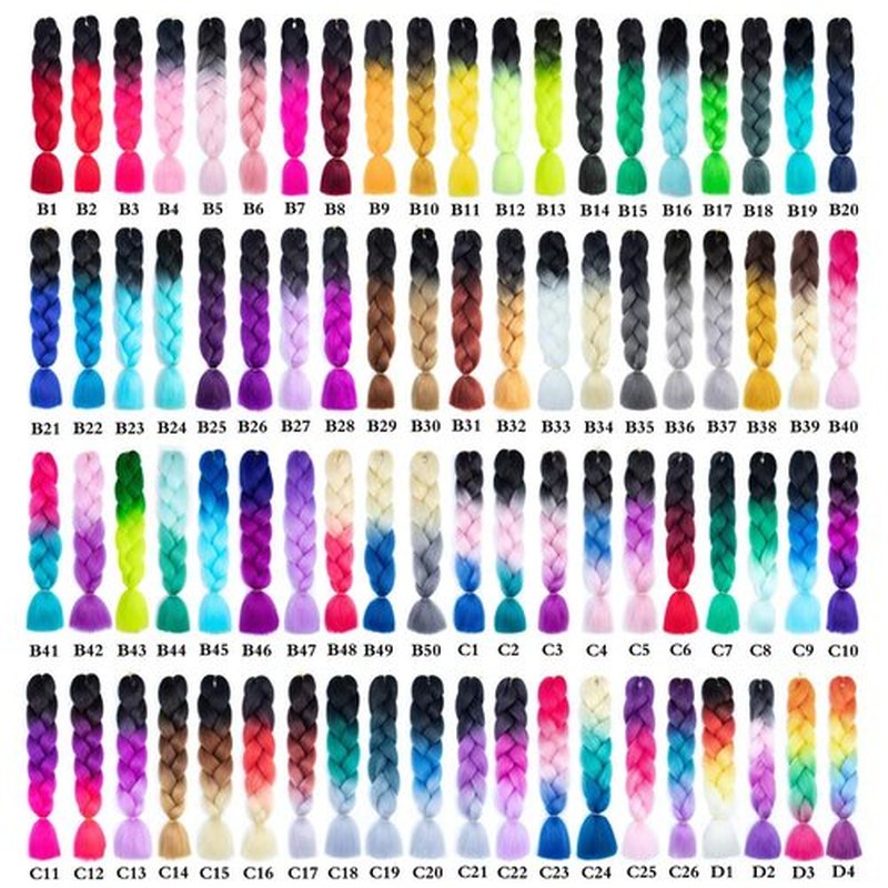 SHUOHAN 6 Packs Ombre Jumbo Braiding Hair Extensions 24 Inch High Temperature Synthetic Fiber Hair Extensions for Box Braids Braiding Hair (Purple to Lake Blue to Light Purple)