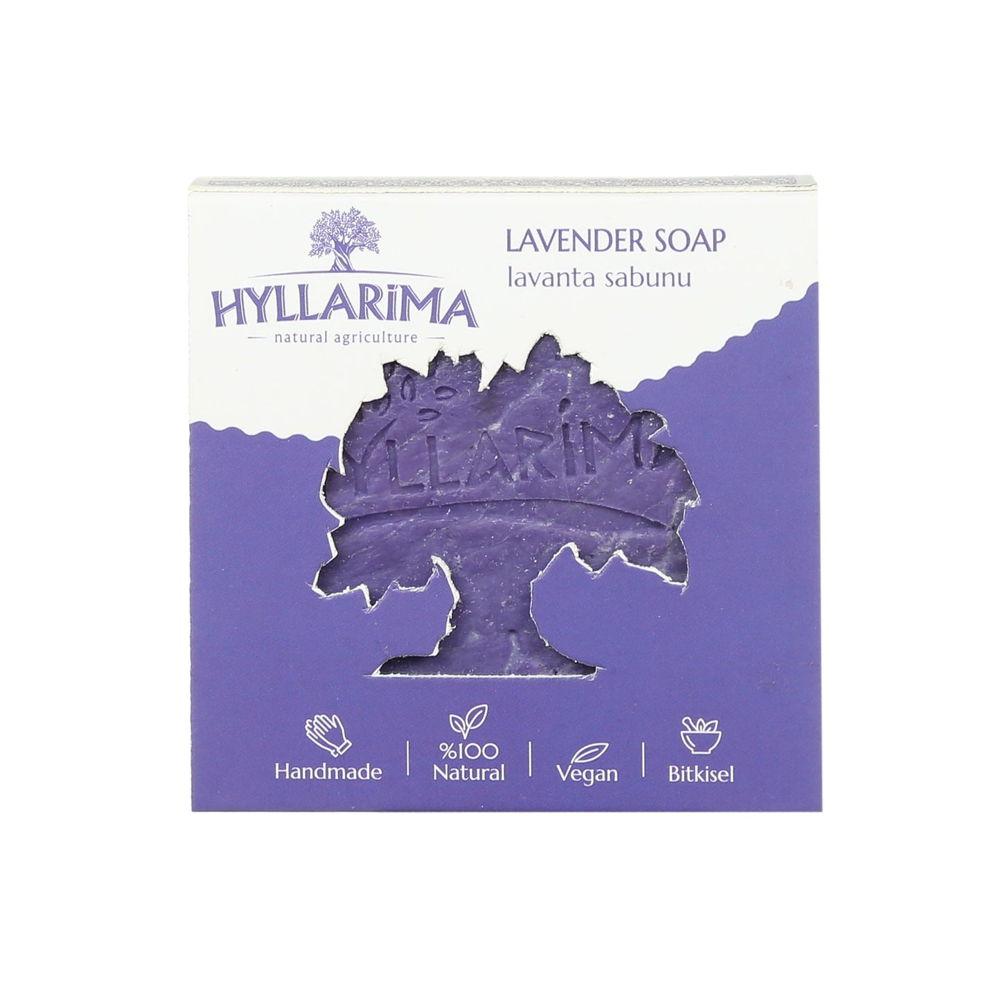 Hyllarima Lavender Soap | 125g (4.4 oz) | 100% Natural Handmade Soap Bar | Herbal Face & Body Cleanser (1 Pack)