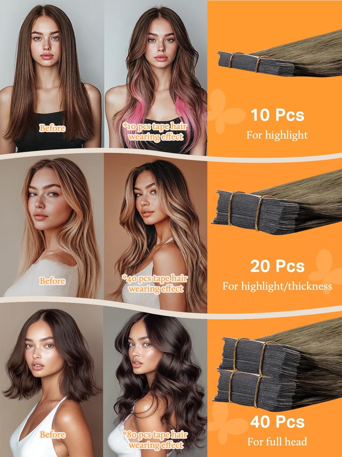 DOORES Hair Extensions Tape in, Balayage Walnut Brown to Ash Brown and Bleach Blonde 14 Inch 25g 10pcs, Tape in Human Hair Extensions Straight Remy Hair Skin Weft Tape