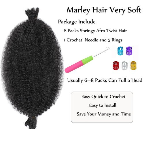 12 Inch Springy Afro Twist Hair Marley Twist Braiding Hair 8 Packs Kinky Twist Hair Short Marley Hair Wrapping Hair for Soft Locs Passion Hair Extensions