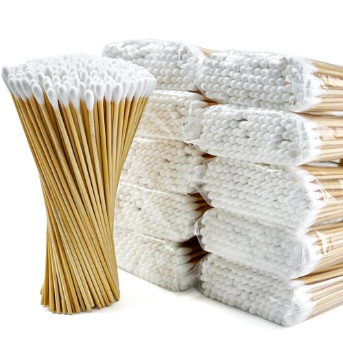 Bamboo Cotton Swabs 1000 Count - Long Cotton Swab 6 inch - Cotton Swabs with Wooden Sticks - Biodegradable Cotton Tip Applicators Cleaning Swabs for Makeup, Pet Care, Gun Cleaning