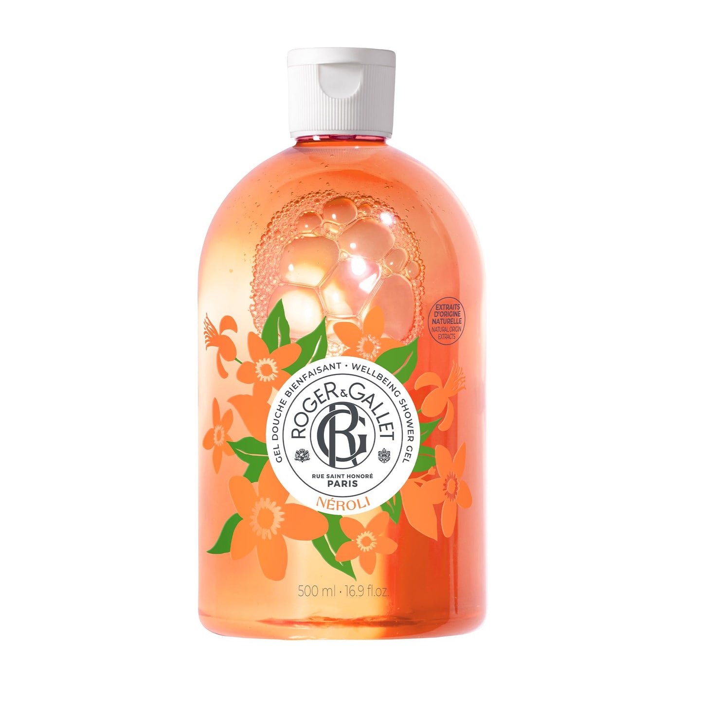 ROGER & GALLET Wellbeing Shower Gel – Plant-Based Hydrating Body Wash with Aloe Vera, Gentle Foaming Cleanser for Soft Skin (Neroli | 16.9 Oz)
