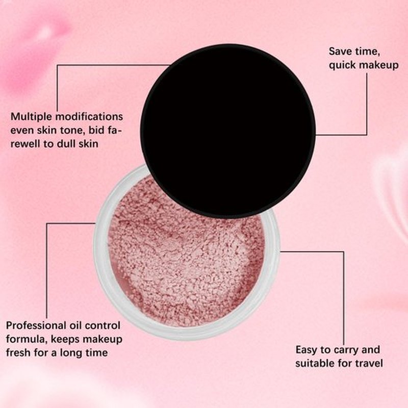 Blurring Setting Powder, Pink Setting Powder, Blurring Powder for All Skin Types, Water-proof and Long-lasting, Daily Make up (Pink)