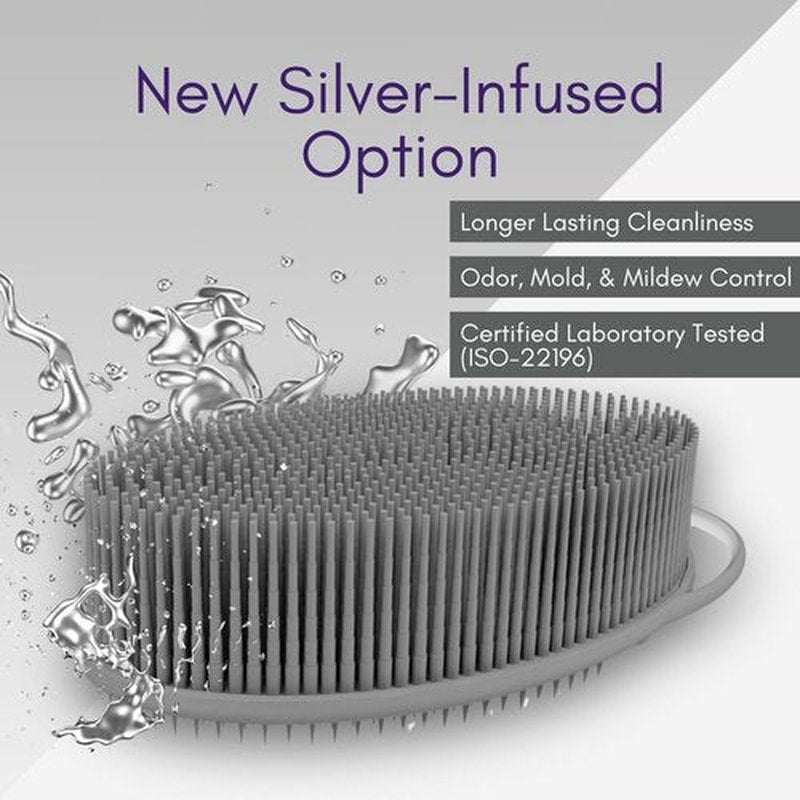 Avilana Silicone Exfoliating Body Scrubber – Dual-Sided Silicone Loofah for Shower, Body Scrubber for Men & Women, Gentle Loofa Alternative, Easy-to-Clean Silicone Body Scrubber (S2-Gray)