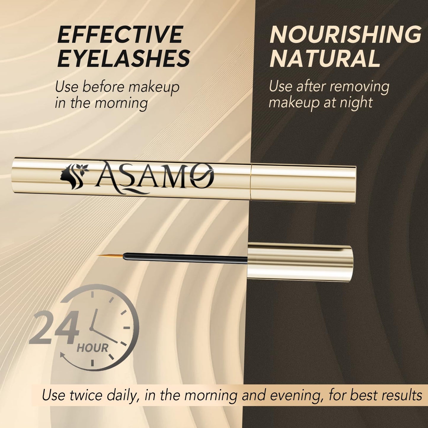 Eyelash Growth Serum – 15 Plant Extracts for Longer, Denser & Robust Lashes,Boosts Natural Lash Development,eyelash serum,Enhance Natural Beauty, Hypoallergenic Oil Free,lash growth serum（PURE GOLD）