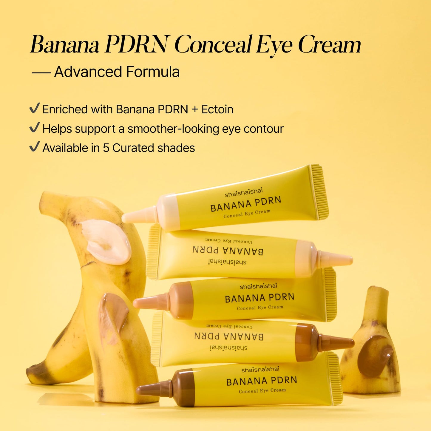 shaishaishai BANANA PDRN Conceal - Hydrating Under Eye Cream & Dark Circle Coverage, Advanced Formula with PDRN + Ectoin, Non-Sticky, Korean Skincare, 0.52 oz (Caramel)