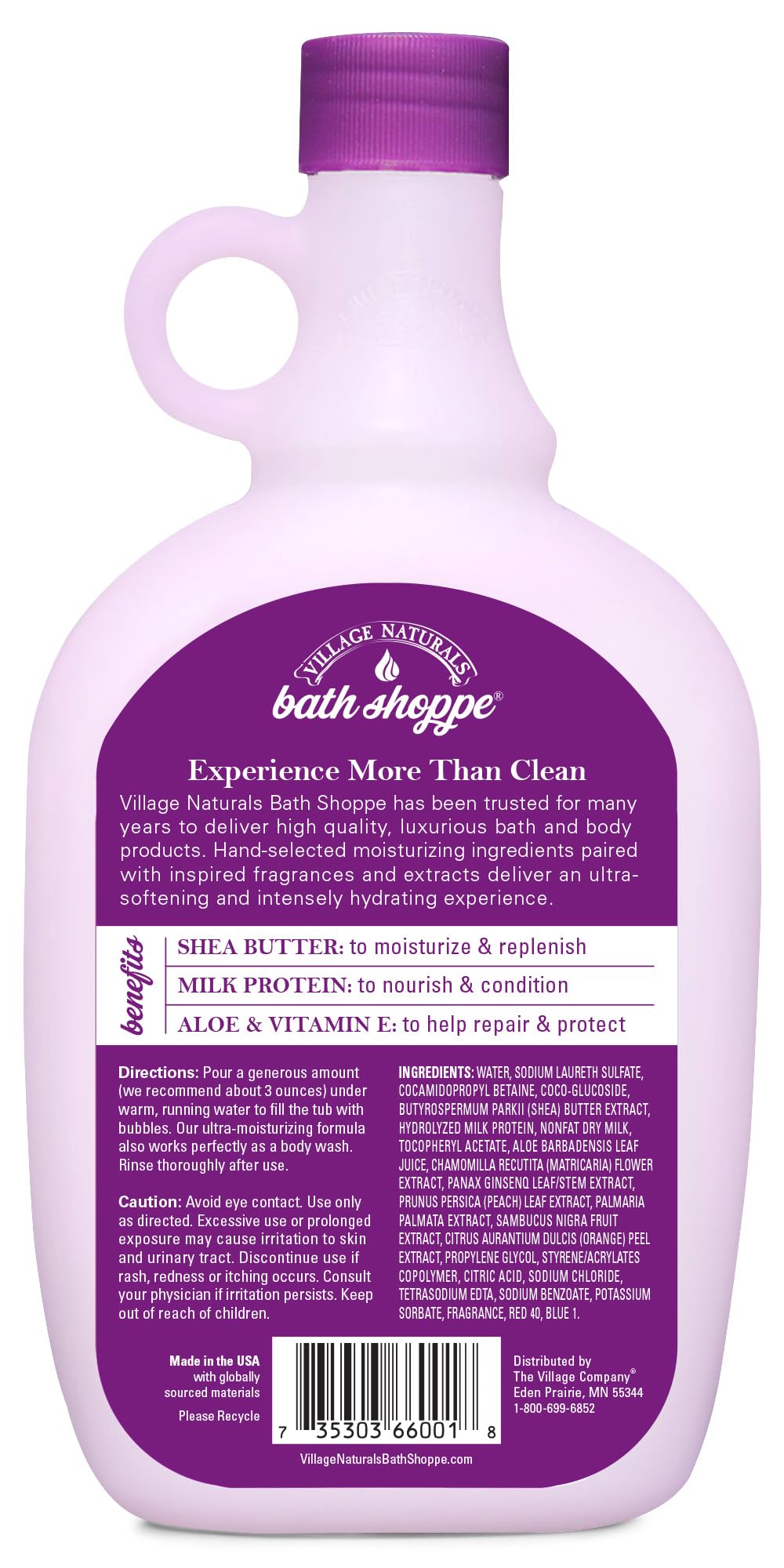 Village Naturals Bath Shoppe Moisturizing Lavender Chamomile Milk Bath - Hydrates Skin - Made with Shea Butter and Vitamin E (Pack of 2 Bottles, 28 fl oz Each)
