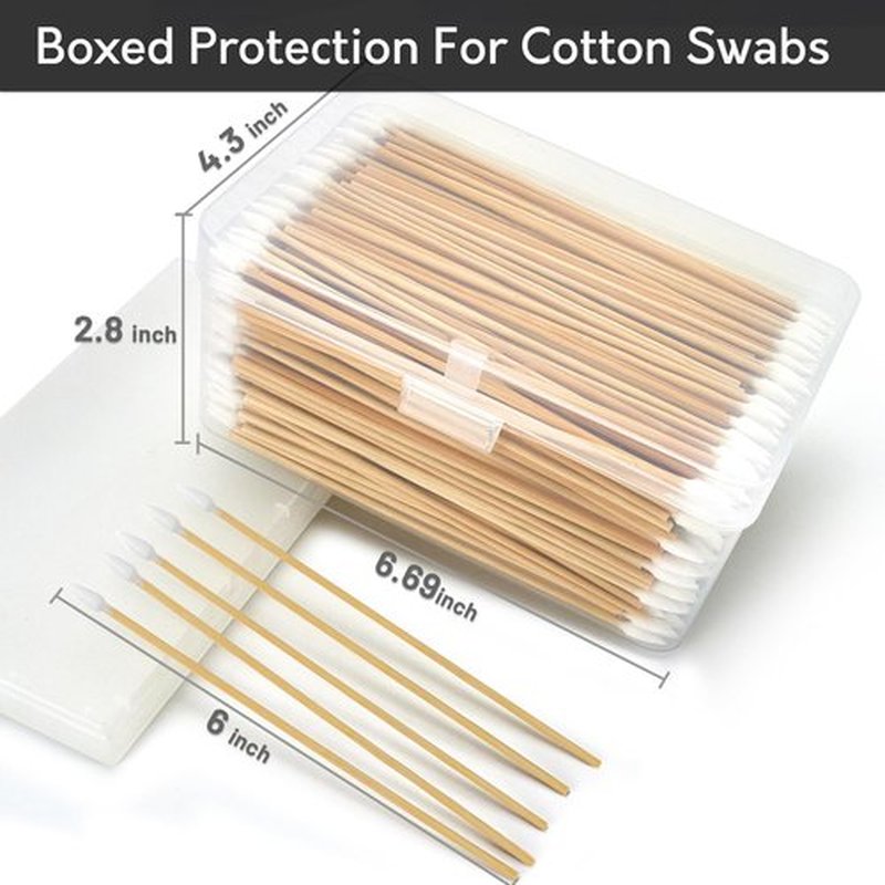 500PCS Gun Cleaning Swabs in Storage Box - Lint Free Pistol Cleaning Swabs - Gun Cleaning Cotton Swab with Bamboo Handle - Highly Absorbent Gun Cleaning Supplies Swabs for Precision Cleaning, Applying
