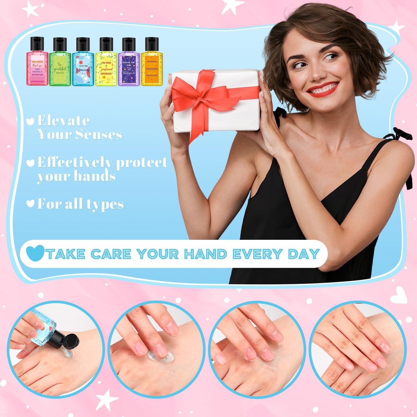 12 Pcs Thank You Mini Hand Sanitizer Bulk Travel Size 1oz Employee Appreciation Gift Team Small Hand Sanitizer Party Favor Difference Maker Gift for Volunteer Office Staff Coworker Teacher (Black)