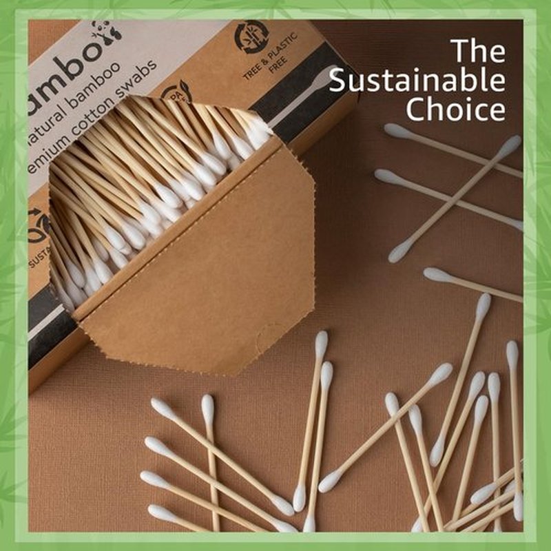 Ibambo 500 Pack 100% Bamboo Cotton Swabs - Double Tipped Cotton Buds for Ear Cleaning | Bamboo Swabs for Beauty & Personal Care | FSC Certified & Hypoallergenic, Suitable for All Ages and Pets