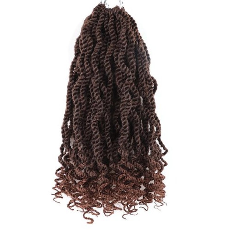 Senegalese Twist Crochet Hair 12 Inch 8 Packs Crochet Hair for Black Women Short Kinky Twist Crochet Braiding Hair with Curly Ends Rope Twist Crochet Hair(12 Inch,T4/30)
