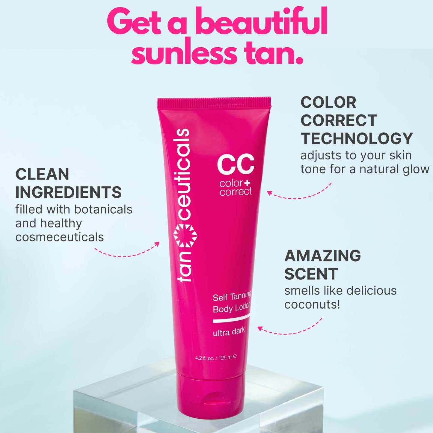 Tanceuticals Self Tanner - Ultra Dark Self Tanning Lotion for Body - Natural-Looking & Long Lasting Sunless Tan – Quick Fake Tan, Bronze Glow - Fresh Coconut Scent & Healthy Ingredients (Ultra Dark)