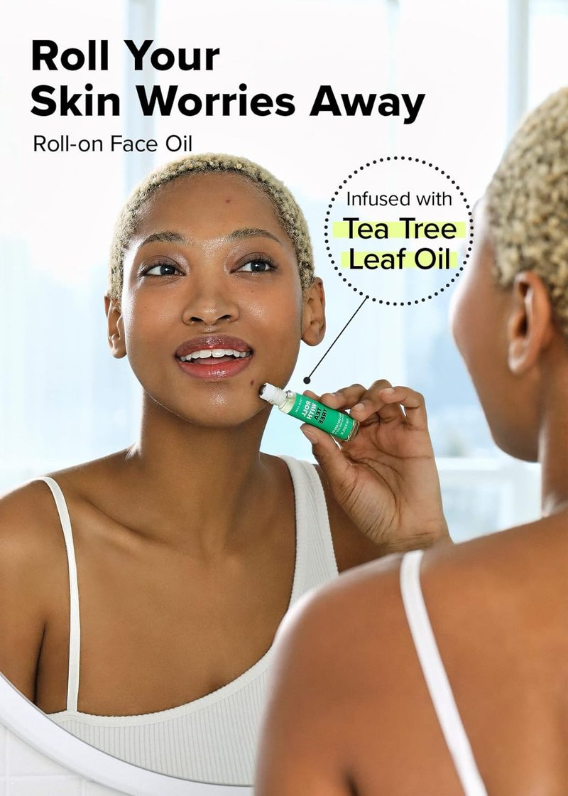 I DEW CARE Roll-On Face Oil - Tea Tree Spot Treatment for Acne & Blemishes | Hydrating Serum, 0.37 FL Oz