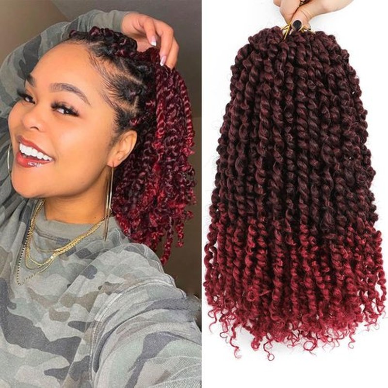Burgundy Pretwisted Passion Twist Crochet Hair Pre-Looped 14 Inch 8 Packs Short 1B/Bug Crochet Passion Twist Hair Pre Twisted Red Crochet Hair for Black Women